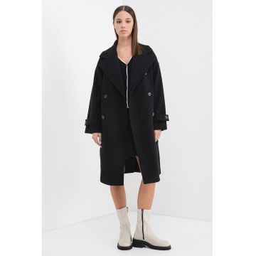 Palton supradimensionat cu doua randuri de nasturi - Negru