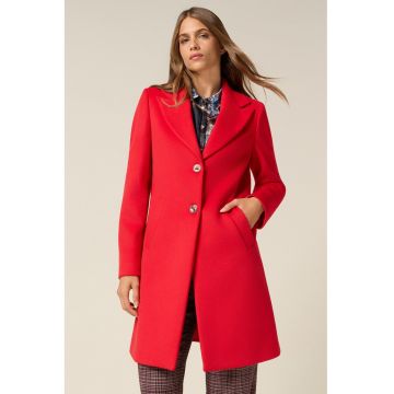 Palton uni cambrat - Coral