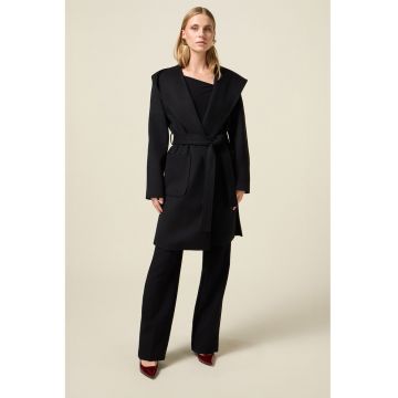 Trenci cu gluga si cordon - Negru