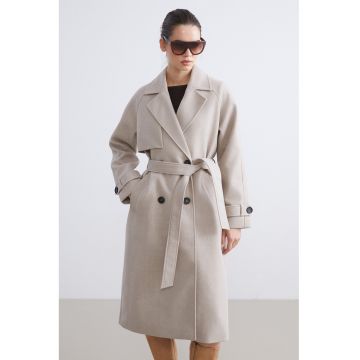 Trenci lung cu cordon in talie