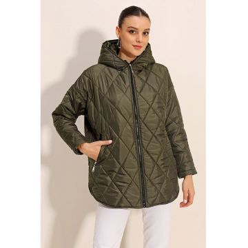 cu gluga  kaki - textil - cu buzunare