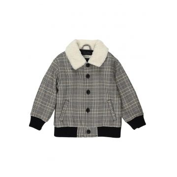 Geaca cu blanita si elastic in talie - model in carouri -  - Happy Camp - Negru & Gri - pentru baieti