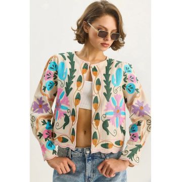 Geaca pentru dama -  cu imprimeu floral - bumbac - multicolor