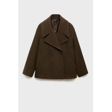 Haina din amestec de lana cu nasturi - Maro