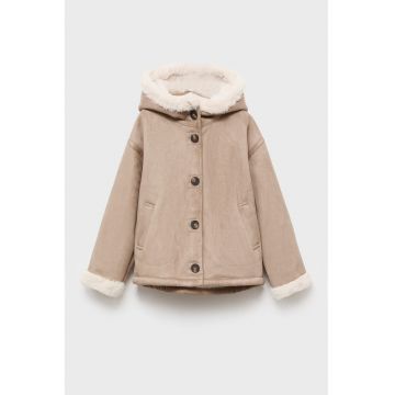 Haina din blana shearling sintetica cu gluga - Maro deschis