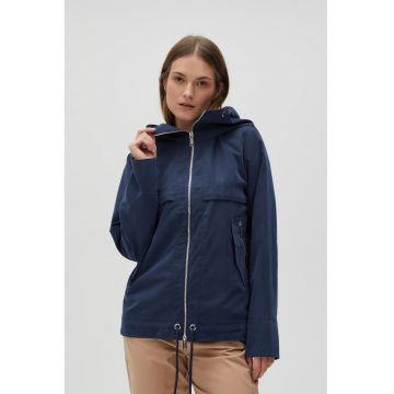 Jacheta bleumarin cu gluga si inchidere cu fermoar