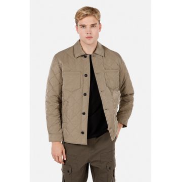 Jacheta-camasa cu nasturi si buzunare laterale - Maro taupe