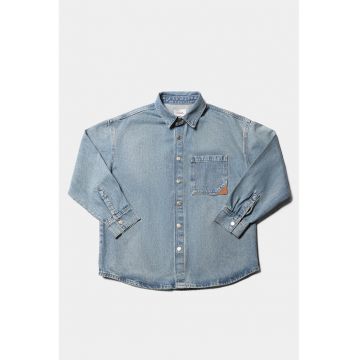 Jacheta-camasa de denim cu buzunar pe piept