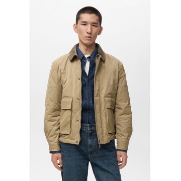 Jacheta-camasa matlasata cu buzunare frontale - Bej