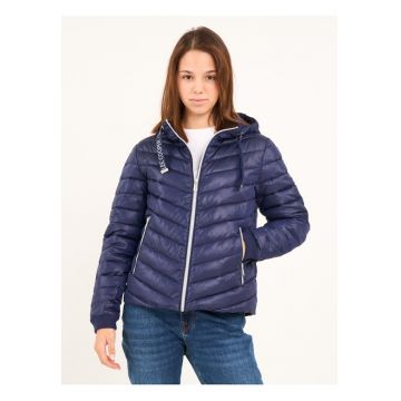 Jachetă dama  fermoar - glugă - albastru