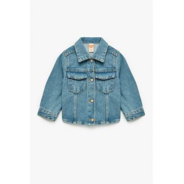 Jacheta de denim cu buzunare cu clapa