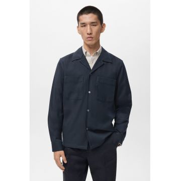 Jacheta din amestec de lana cu buzunare pe piept