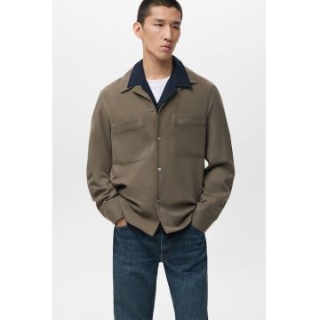 Jacheta din amestec de lana cu buzunare pe piept