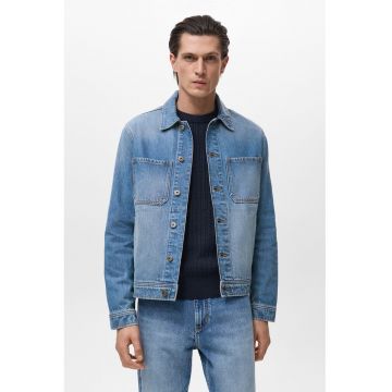 Jacheta din denim cu aspect decolorat