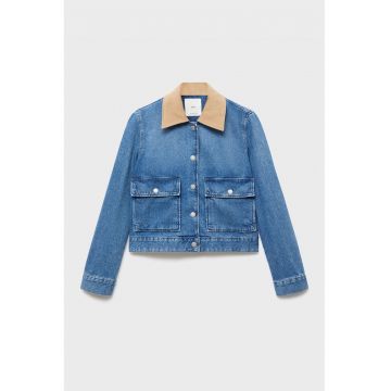 Jacheta din denim cu guler ascutit