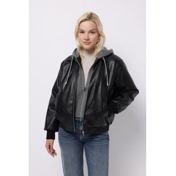 Jacheta din piele ecologica cu aspect 2-in-1