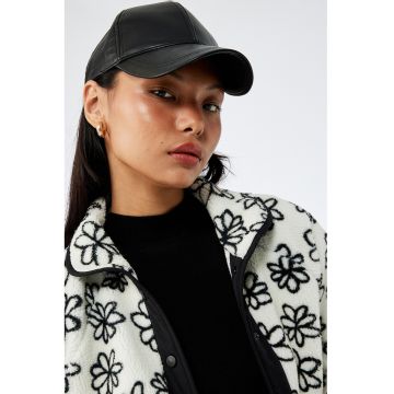 Jacheta din teddy cu model floral