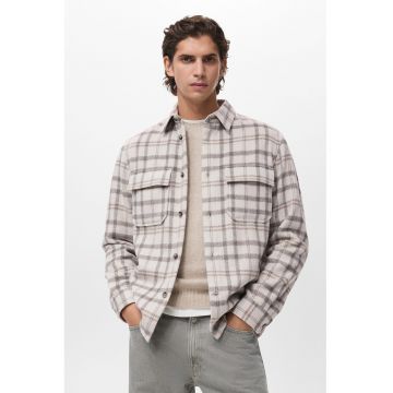 Jacheta regular-fit cu buzunare pe piept si model in carouri