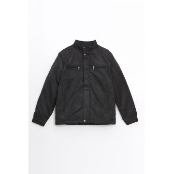 Jacheta regular-fit cu guler mediu si capsa