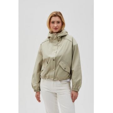Jacheta scurta cu gluga olive