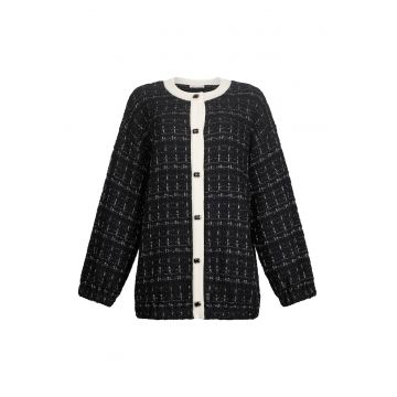 Jacheta supradimensionata tricotata cu nasturi tip bijuterie