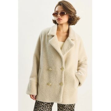 Palton dama  bej natural - textil - Bej Natural