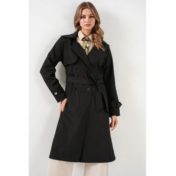 Palton dama - HiCCUP - cu captuseala - poliester - negru