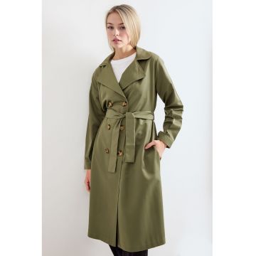 Palton dama  trench lung - kaki - Kaki
