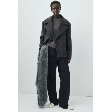 Palton din amestec de lana - Gri antracit