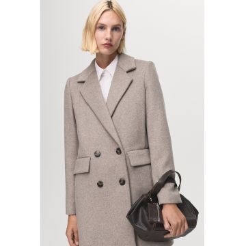 Palton din amestec de lana cu doua randuri de nasturi - Grej