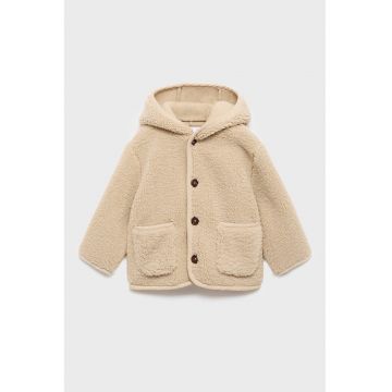 Palton din blana shearling sintetica cu buzunare aplicate - Maro nisip