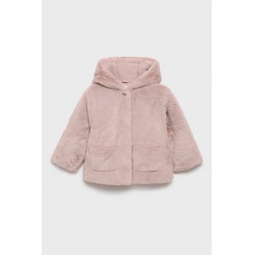 Palton din blana sintetica cu gluga