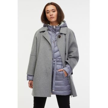 Palton lejer din amestec de lana - Gri deschis melange