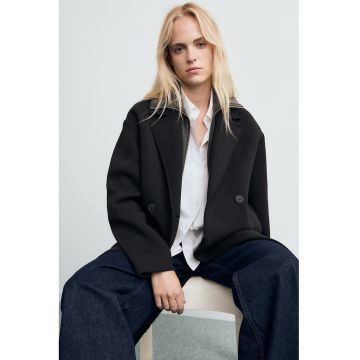 Palton lung cu aspect 2-in-1 - Negru