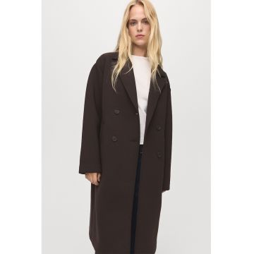 Palton lung cu aspect 2-in-1 - Maro cognac