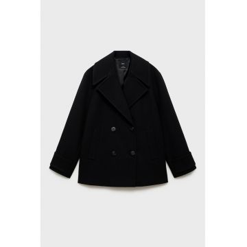 Palton scurt din amestec de lana - Negru