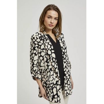 Sacou cu Model Floral si Maneci 3/4 - Bej
