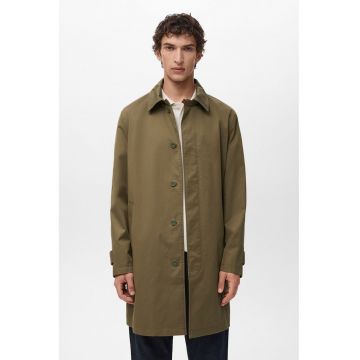 Trenci cu finisaj rezistent la apa si buzunare laterale - Kaki