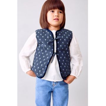 Vesta cu model floral - Albastru ultramarin/Albastru deschis