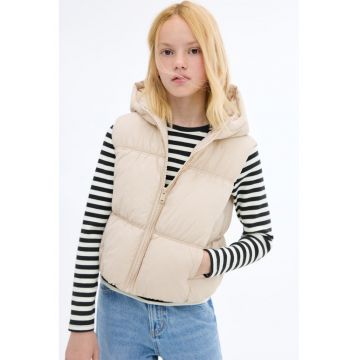 Vesta cu vatelina si gluga - Bej