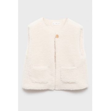 Vesta din blana shearling sintetica - Crem