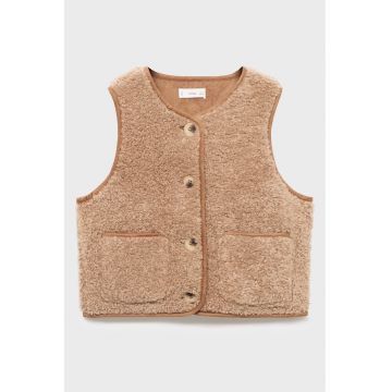 Vesta din blana shearling sintetica - Maro deschis