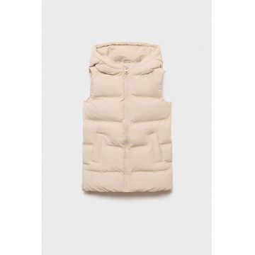 Vesta matlasata cu gluga - Bej deschis