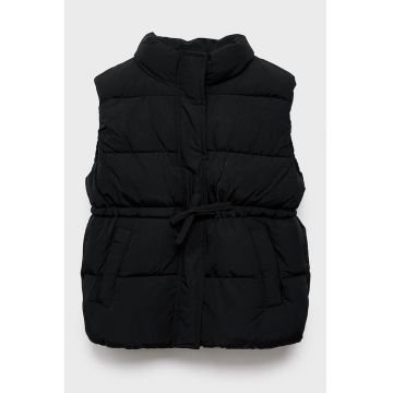 Vesta matlasata cu snur in talie - Negru