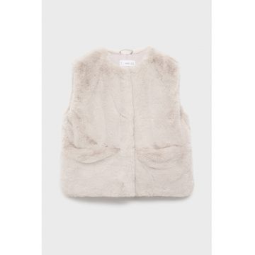 Vesta pufoasa cu capse - Alb fildes