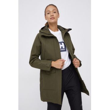 Helly Hansen geaca femei, culoarea verde, de iarna