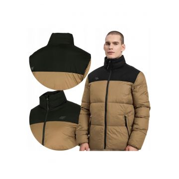 Geaca matlasata pentru barbati -  H4Z22 KUMP005 82S - Poliester - Maro deschis/Negru