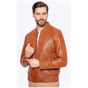 Jacheta barbati -  piele de oaie - naturala - maro