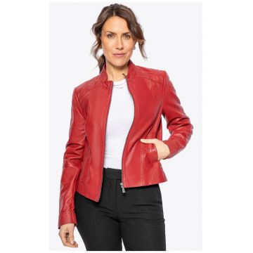 Jacheta dama -  rosie - 100% piele naturala