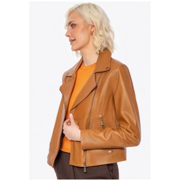 Jacheta de piele -  doua buzunare - caramel - piele naturala